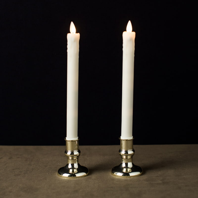 Pacote de 2 velas cônicas sem chama de cera gotejante