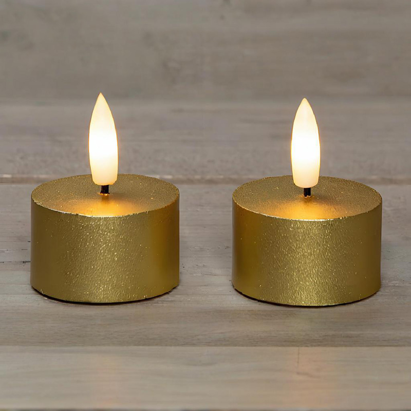 Conjunto de 2 velas Tealight douradas sem chama