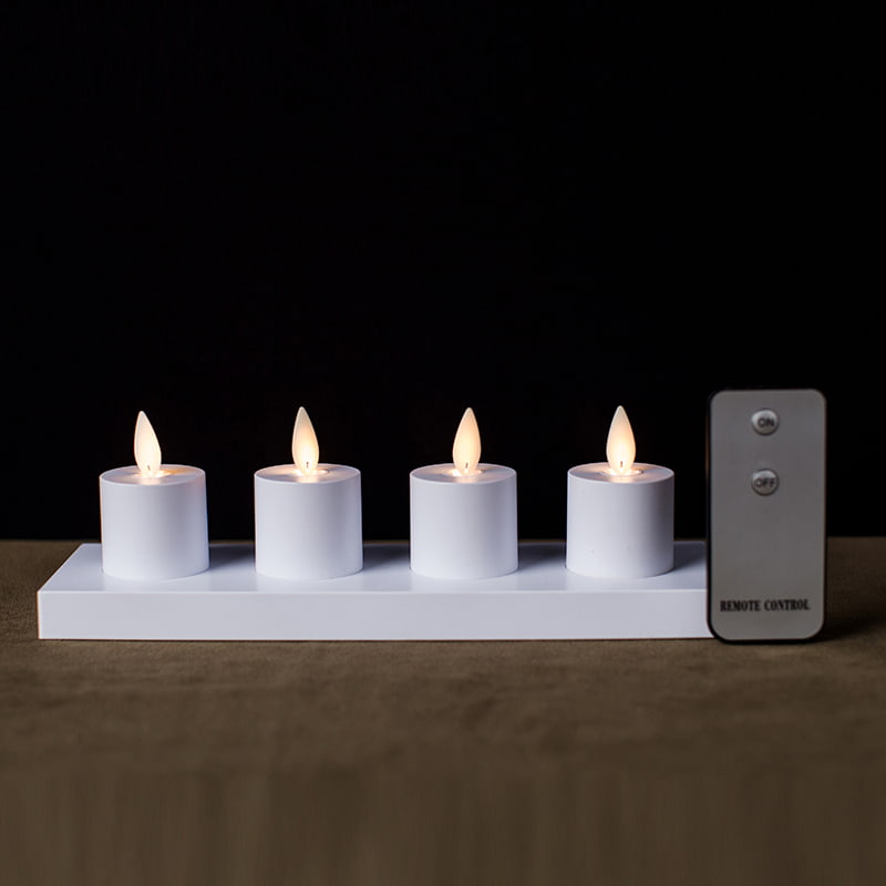 Pacote de 4 velas sem chama recarregáveis ​​indutivas brancas