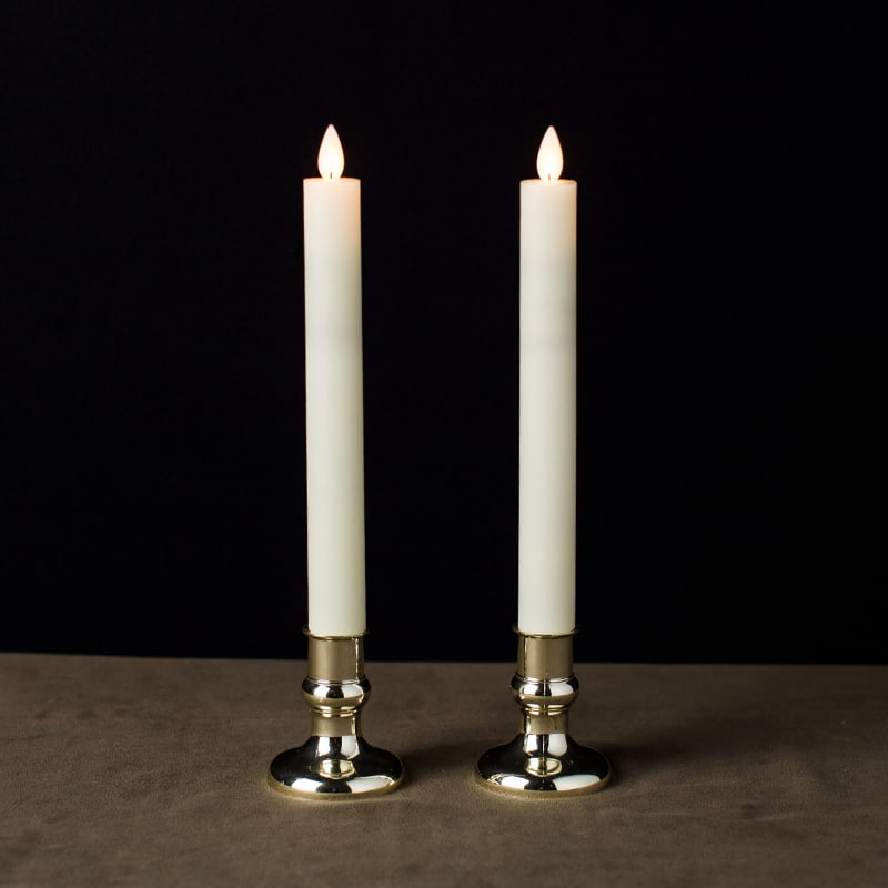 Velas cônicas cintilantes sem chama marfim