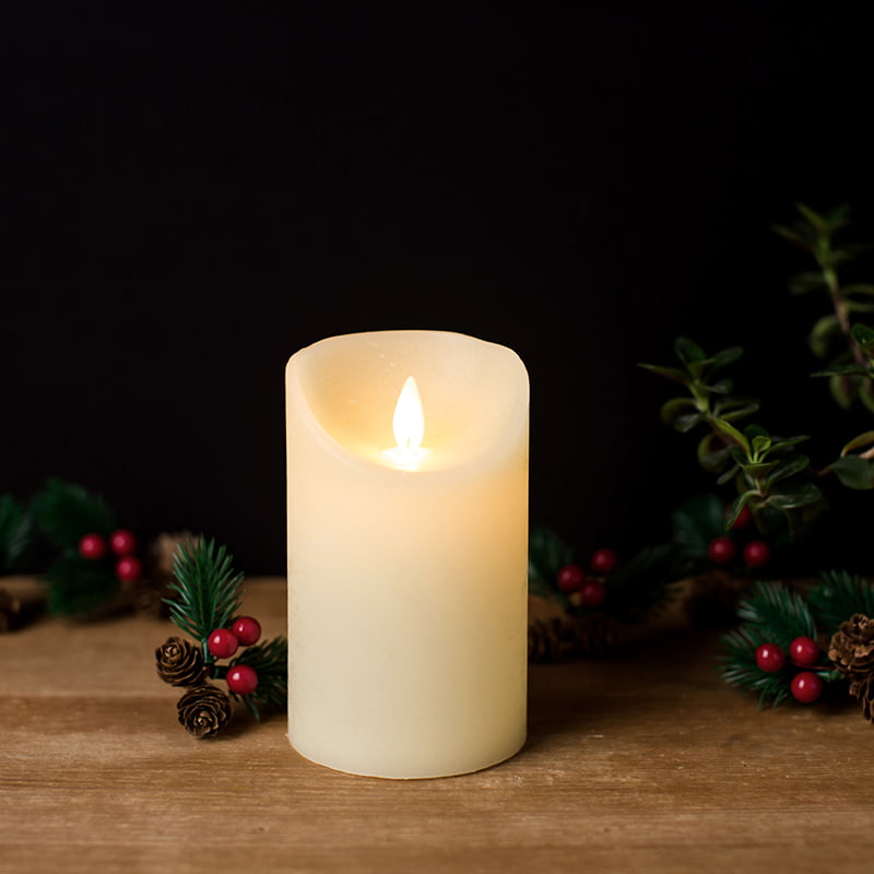 Conjunto de 3 velas sem chama de cera real marfim