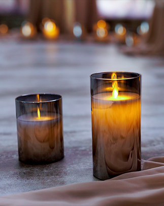 Velas de vidro sem chama