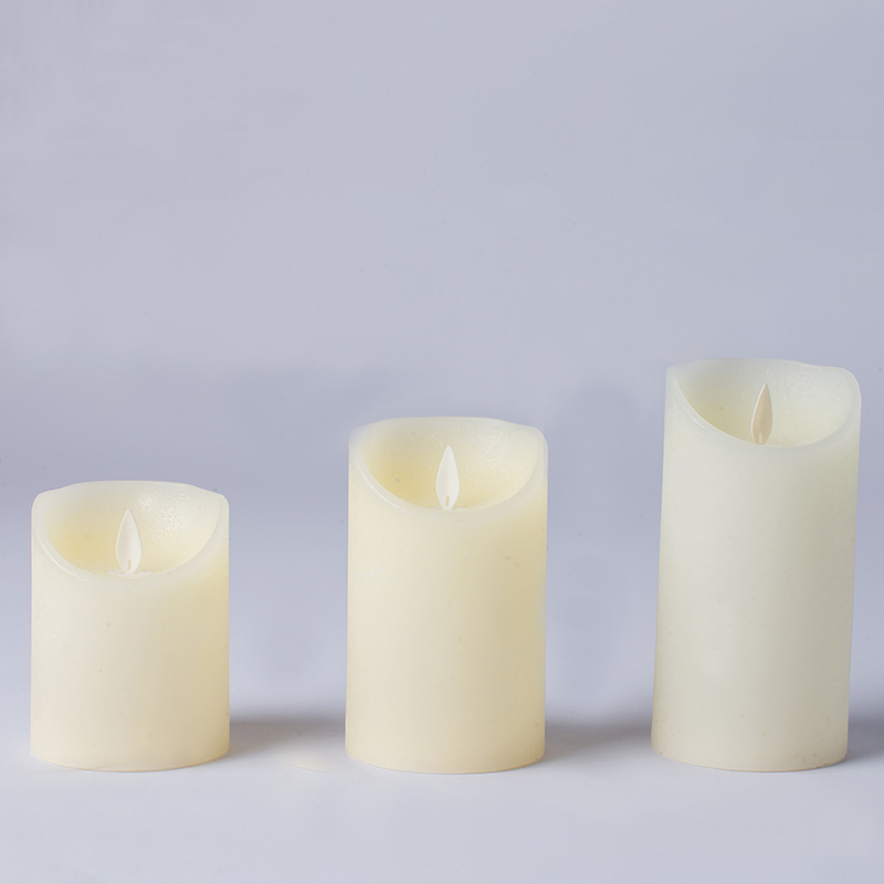 Conjunto de 3 velas sem chama de cera real marfim