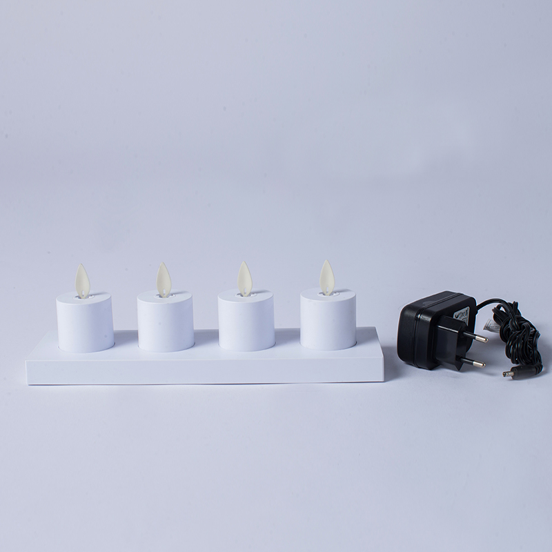 Pacote de 4 velas sem chama recarregáveis ​​indutivas brancas