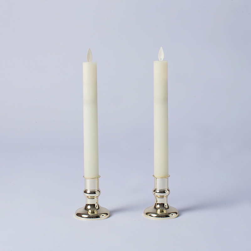 Velas cônicas cintilantes sem chama marfim