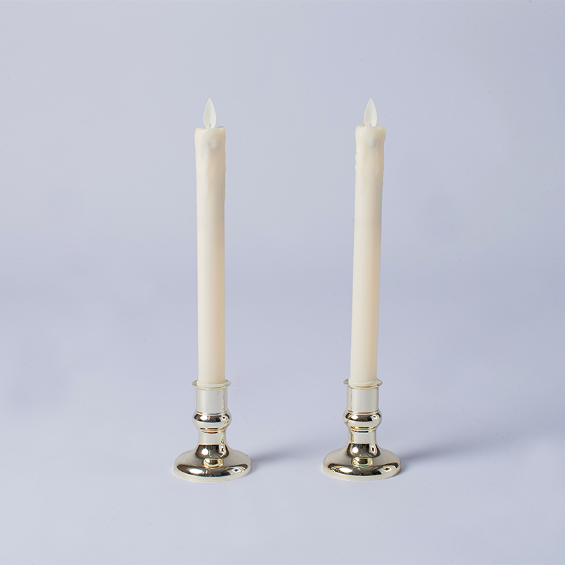 Pacote de 2 velas cônicas sem chama de cera gotejante