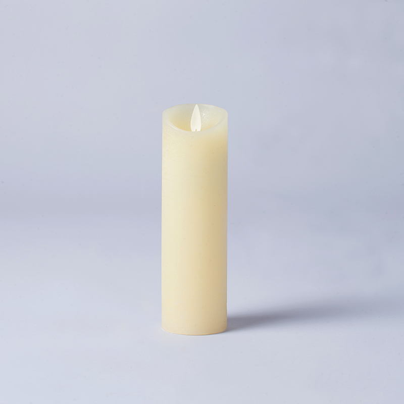 Pacote de 3 velas de pilar sem chama cintilantes em marfim